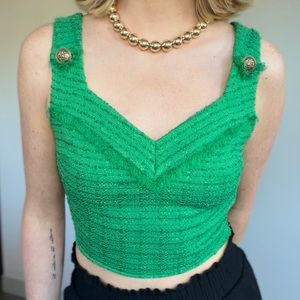 ZARA Textured Weave Cropped Top